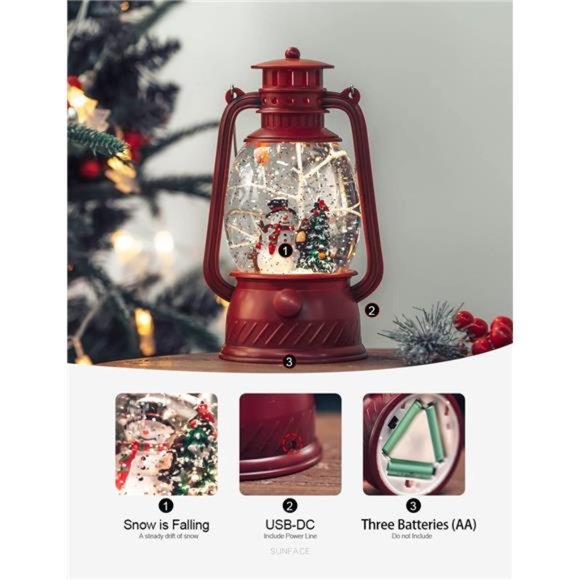 Musical Christmas Snow Globe, Cardinal Snowman with Singing Water Glittering - Picture 2 of 6